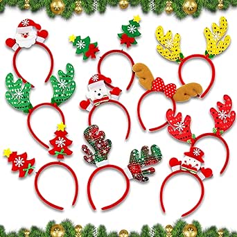 SIQUK Weihnachts Stirnbänder & Brillen Set - 20-teiliges Party Set Für Weihnachtsfeiern