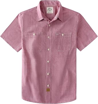 Dubinik Mens Short Sleeve Chambray Shirt Regular Fit