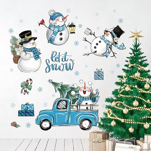 Miniatura 10 de Yovkky Calcomanías de pared con diseño de árbol de Navidad, bola de Navidad de Año Nuevo, copo de nieve, estrella, decoración de dormitorio,