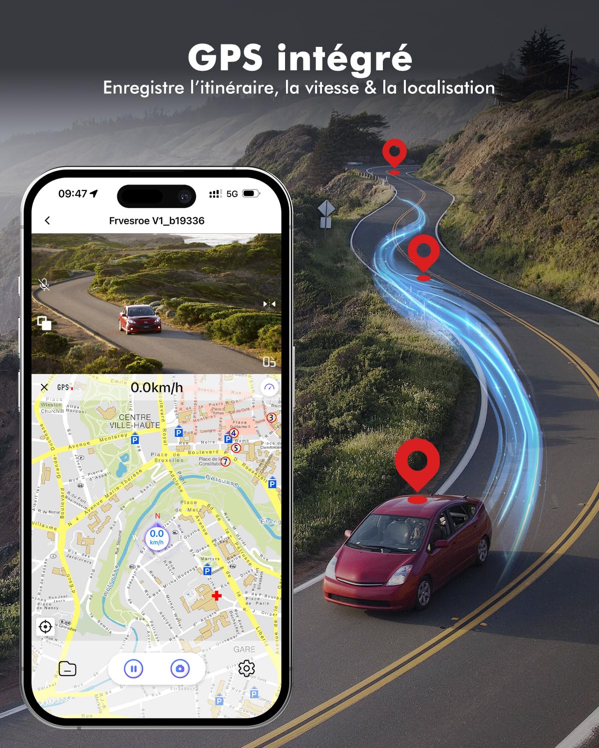Dashcam Voiture 3 Canaux 4K, WiFi GPS, Mode Park 24h, Carte 64 Go | 4K Avant+ 1080P Arrière+ 1080P Intérieur, Vision Nocturne HDR/WDR, G-Sensor, Enregistrement en Boucle, Écran IPS 3"