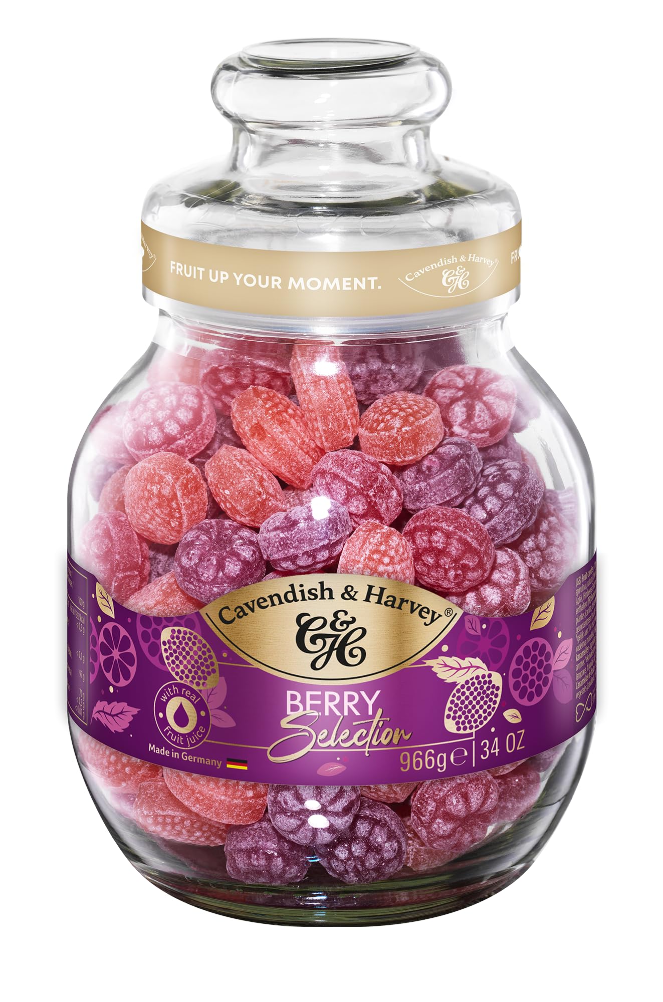 Cavendish & Harvey Wild Berry Selection 6 x 966g Glas Vorratspack | Himbeere, Brombeere, Erdbeere | Fruchtbonbons mit natürlichen Aromen | Vegan, Halal, Koscher | 6 x 966g