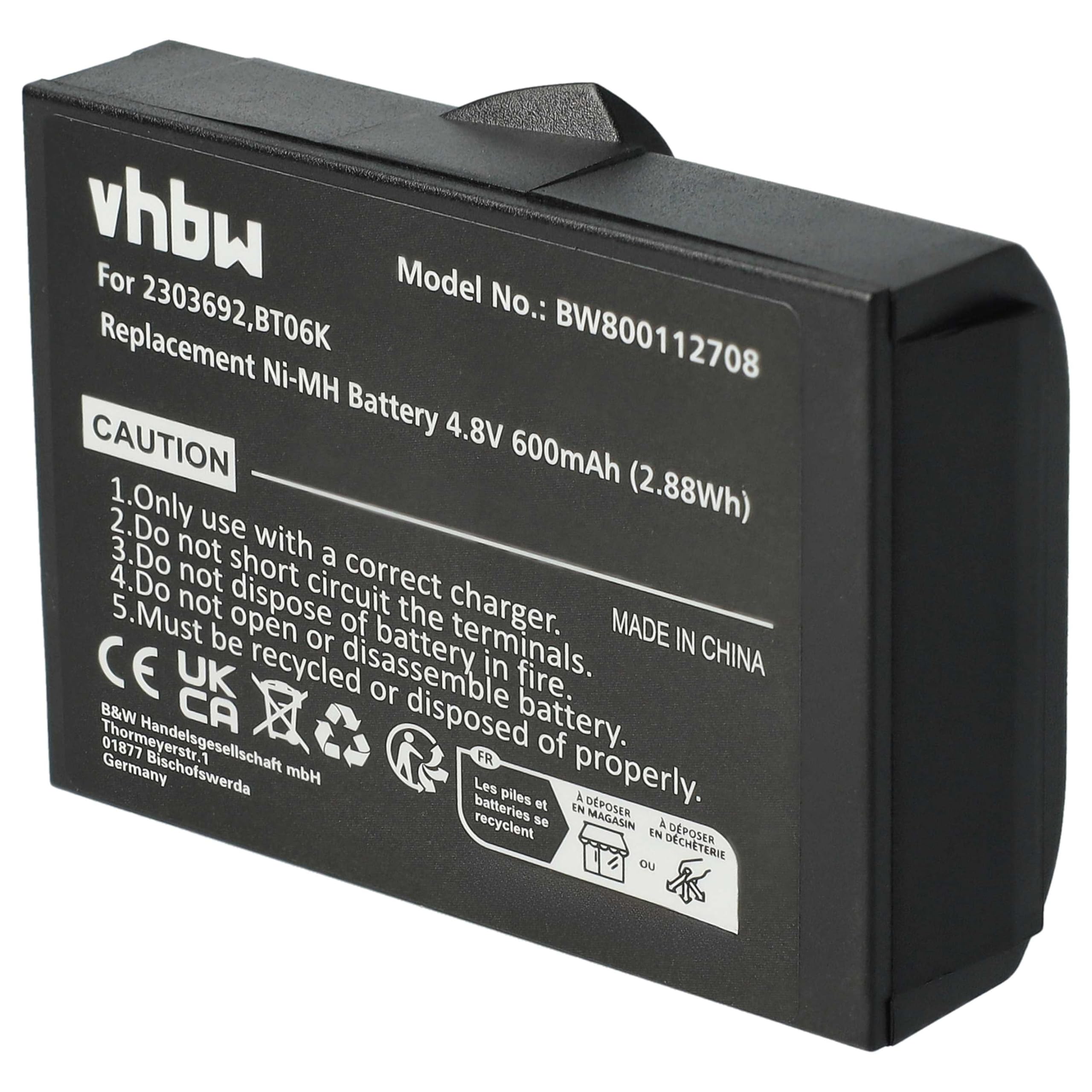 Danfoss BT06K batteria sostituisce radiocomando industriale 600mAh 4,8V NiMH nero