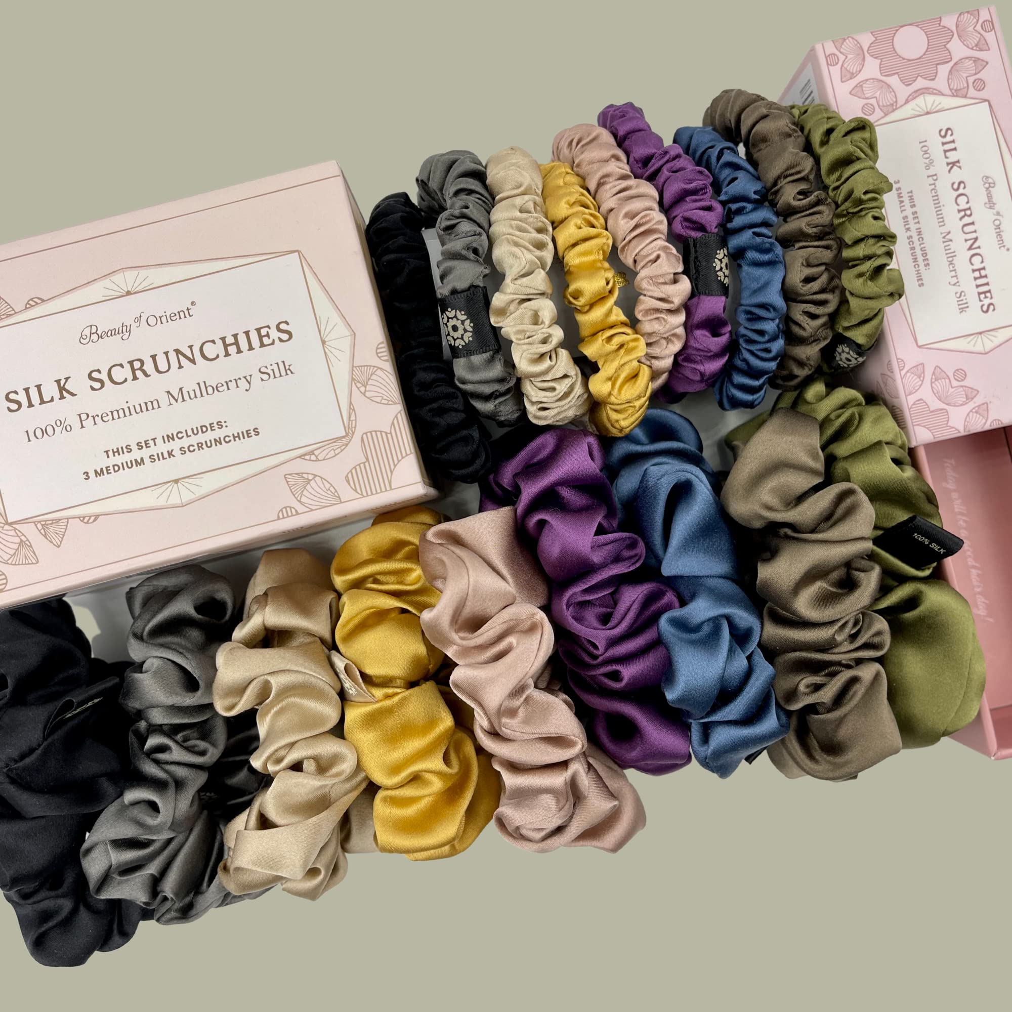 Silk Scrunchies 25 Momme Mulberry Hair Accessories Set of 3 Gift Amazon.com : Silk Scrunchies | Premium Handcrafted 25 Momme  main image 2