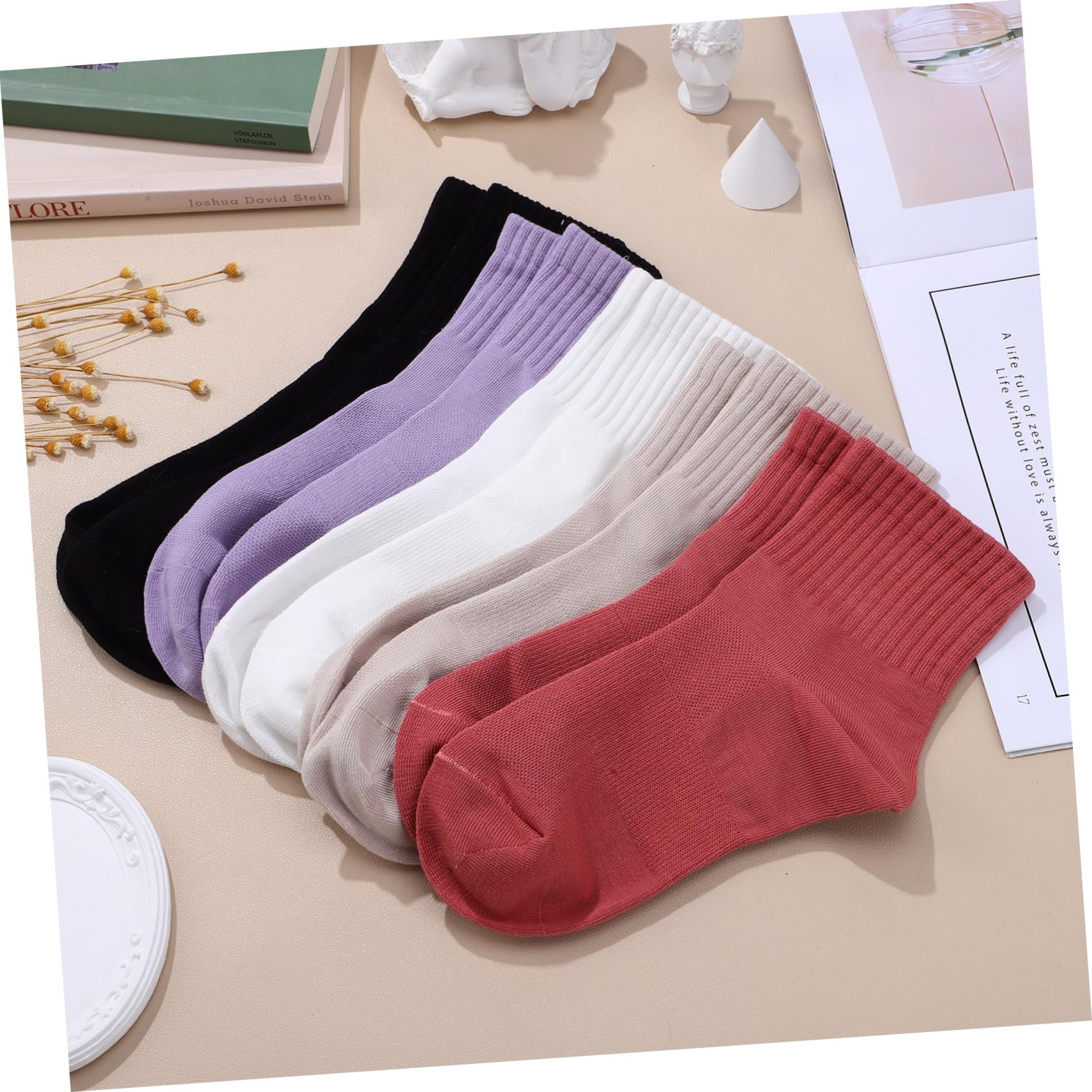 Didiseaon 10 pares Calcetines de Algodón para Mujer de Medias Tobilleras Transpirables de Alta Absorción de Sudor Sujeción Elástica y Fino para Diario y Deporte