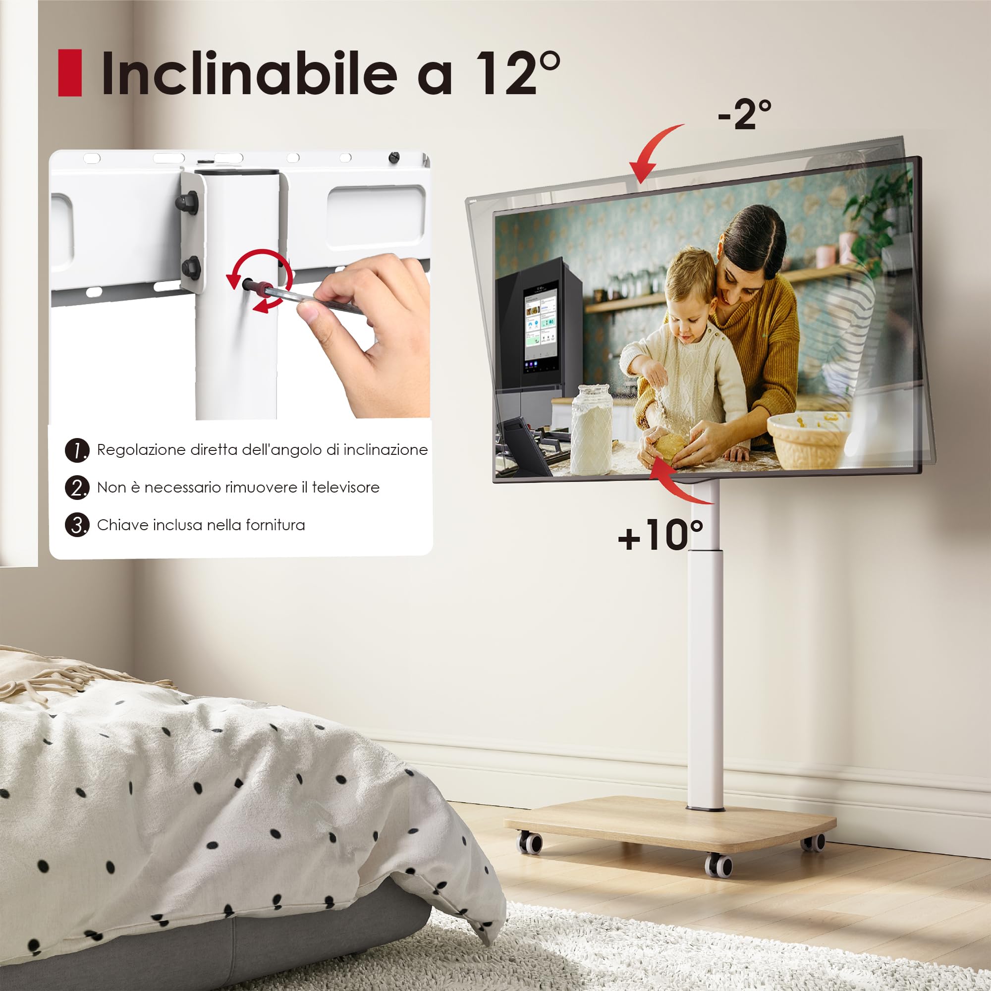 Piedistallo TV Legno Adattabile 43-75 Pollici Vesa 600 x 400 mm - Dettaglio