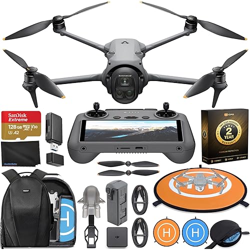 DJI Mavic 4 Pro Drone 6K60 HDR, 100MP, 51-Min Max Flight Time, 18.6-Mile Range, ActiveTrack 360 Subject/Vehicle Tracking, Omnidirectional Avoidance Bundle with 128GB Memory, 2 Year CPS Warranty, Backpack, Bundle It Better Lens Cloth + More