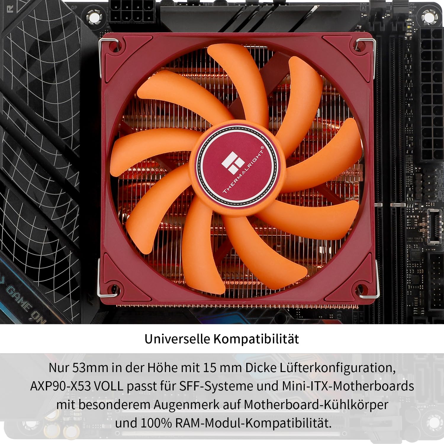TR-Thermalright AXP90 X53 Raffreddatore CPU Completo - 4 Condotti Termici Silenziosi da 92 mm, Ventola a Profilo Basso 2700 giri/min per AM4/AM5, Intel LGA1851/1700/115x/1200, Profilo Basso ITX PC