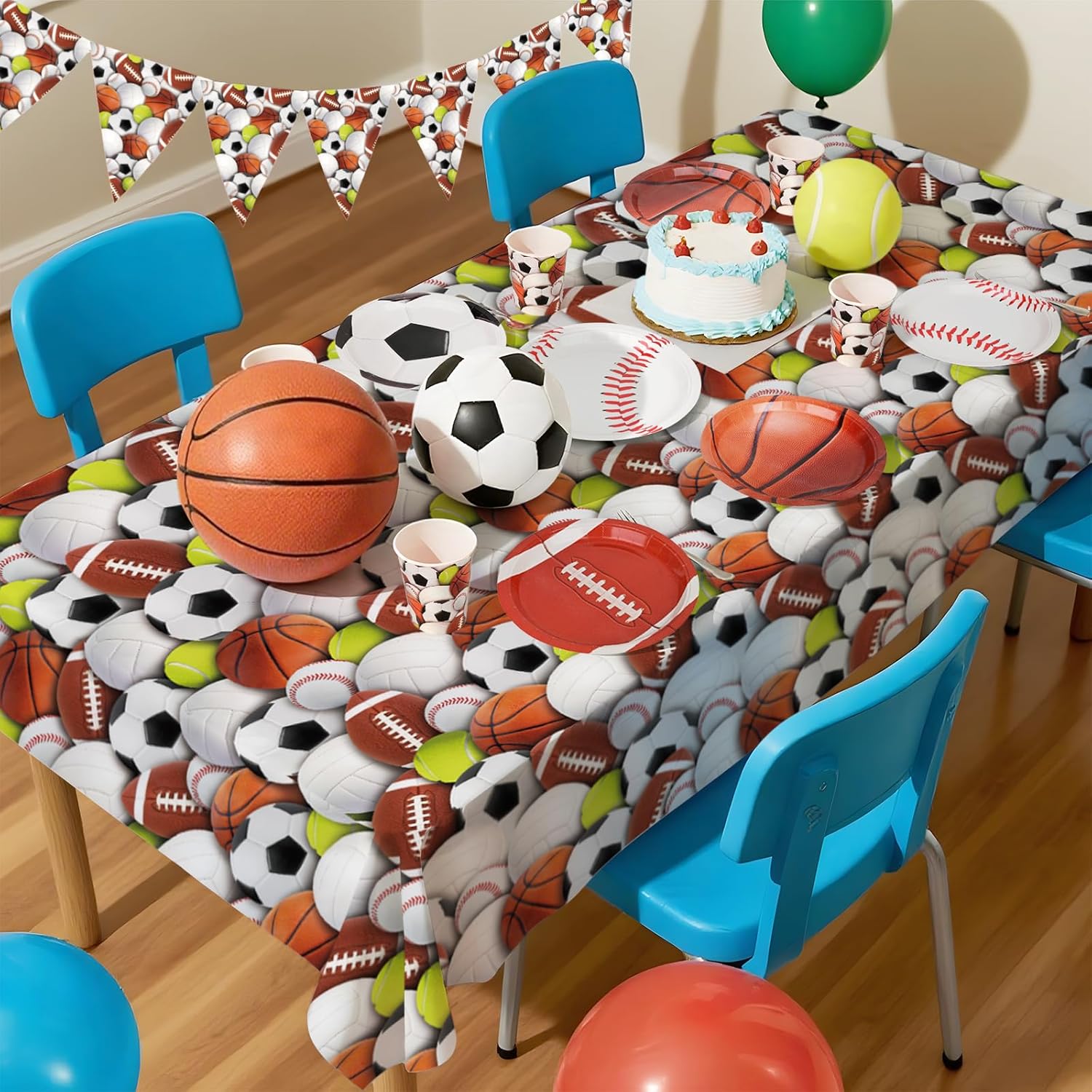 Sports Themed Birthday Party Kit for 24 - Includes Sports Banner, Tablecloth, Cups, Plates and Napkins for Boys Sports Theme Party Decorations Supplies - Image 5