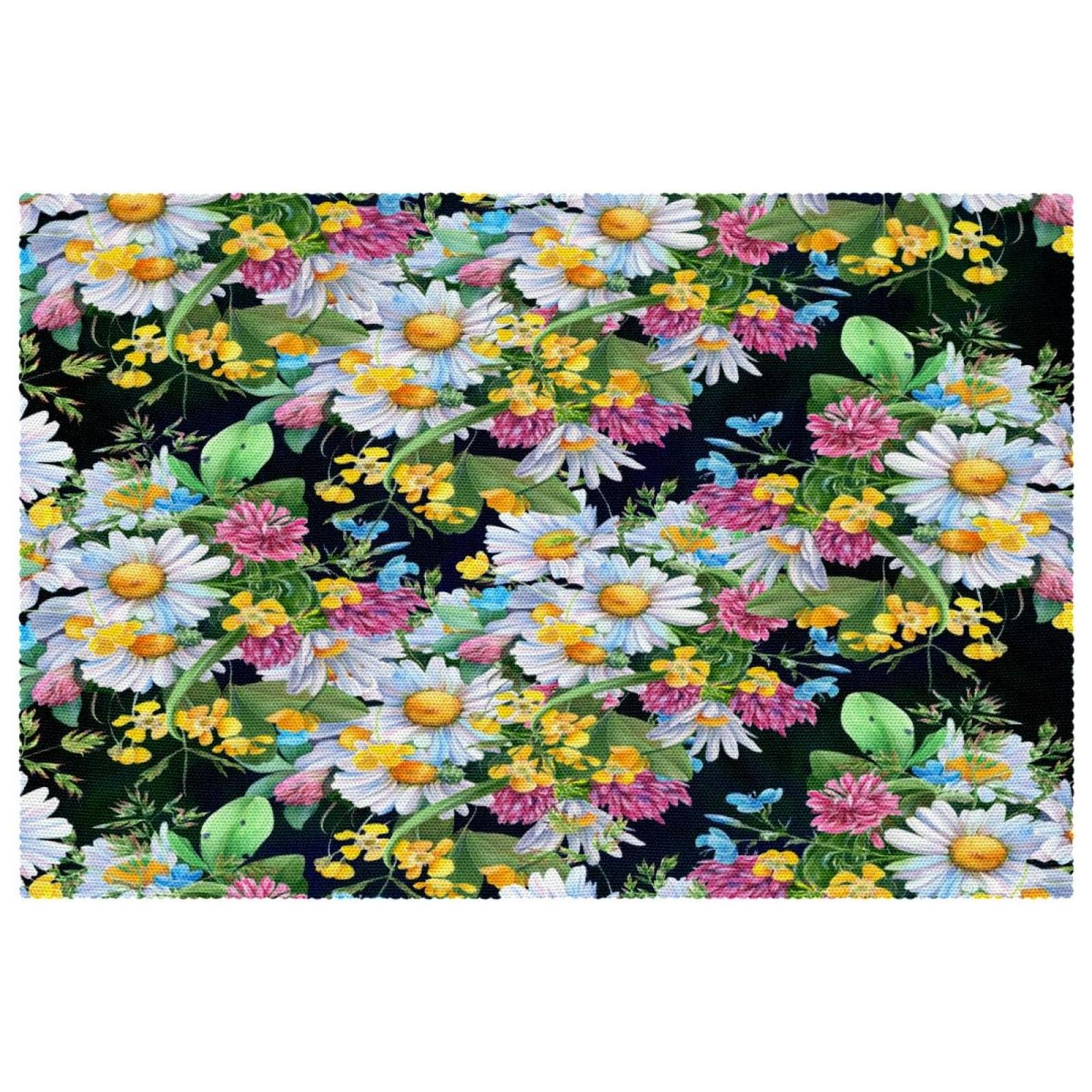 Sets de table tissu Oxford résistant chaleur motif camomille x4