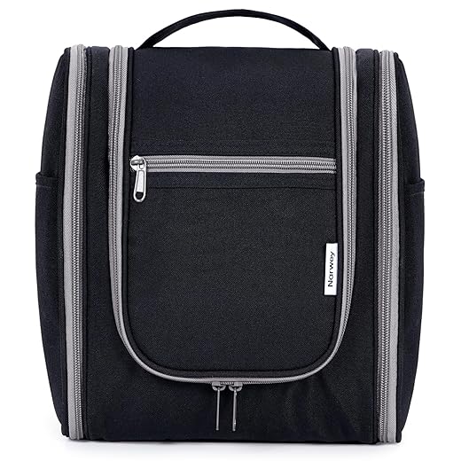 Narwey Hanging Travel Toiletry Bag Cosmetic Make up Organizer for Women and Men (Medium, Black)