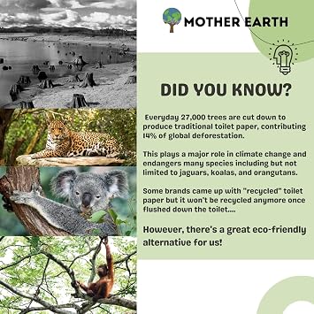 MOTHER EARTH Bamboo Toilet Paper - Ultra Soft & Strong 3-Ply Bath Tissue, 400 Sheets Per Roll, Hypoallergenic & Septic Safe, Mega Rolls, Pack of 3 Rolls