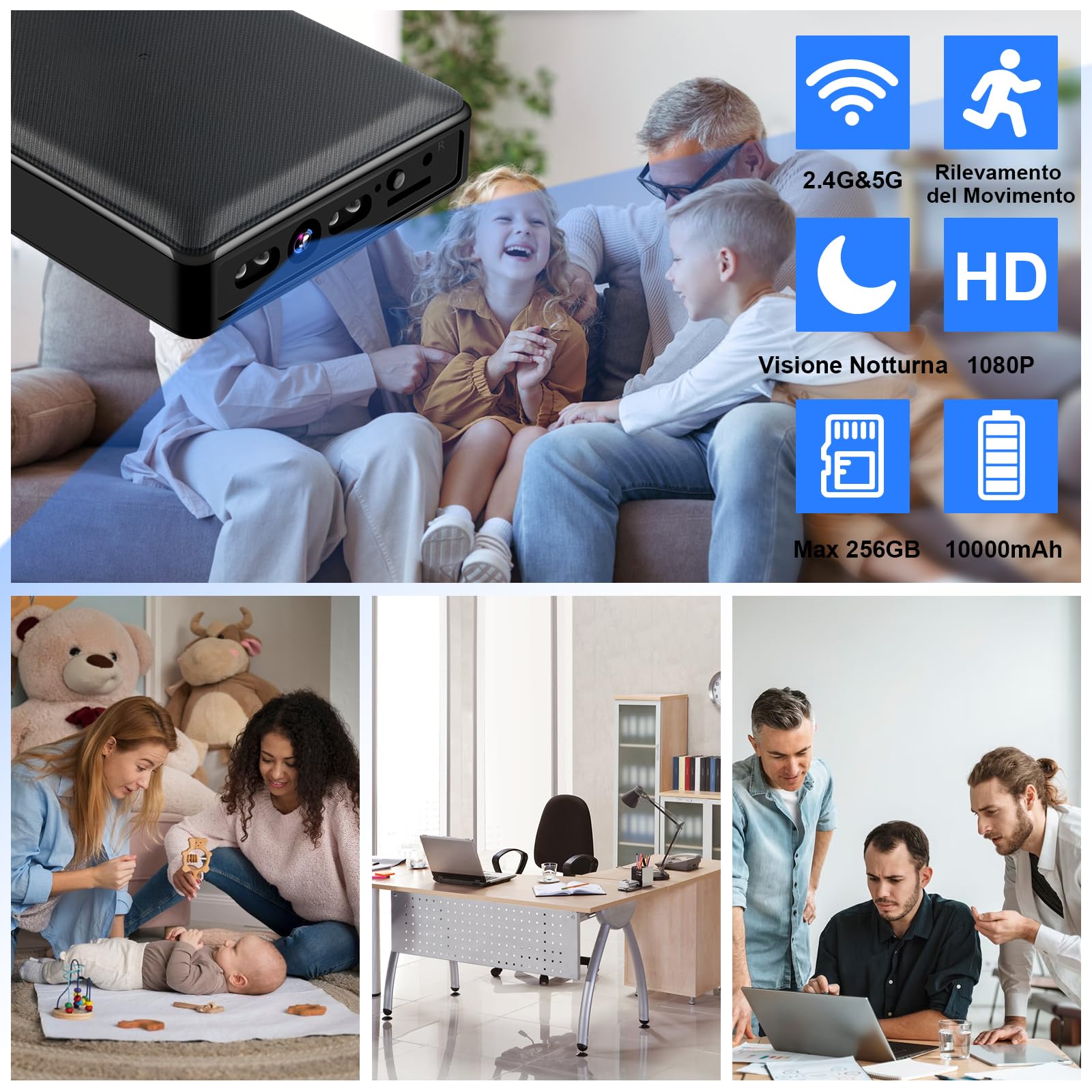 Videocamera Spia WiFi 1080P - Power Bank 10000mAh Con Visione Notturna E Rilevamento Movimento - Foto 2