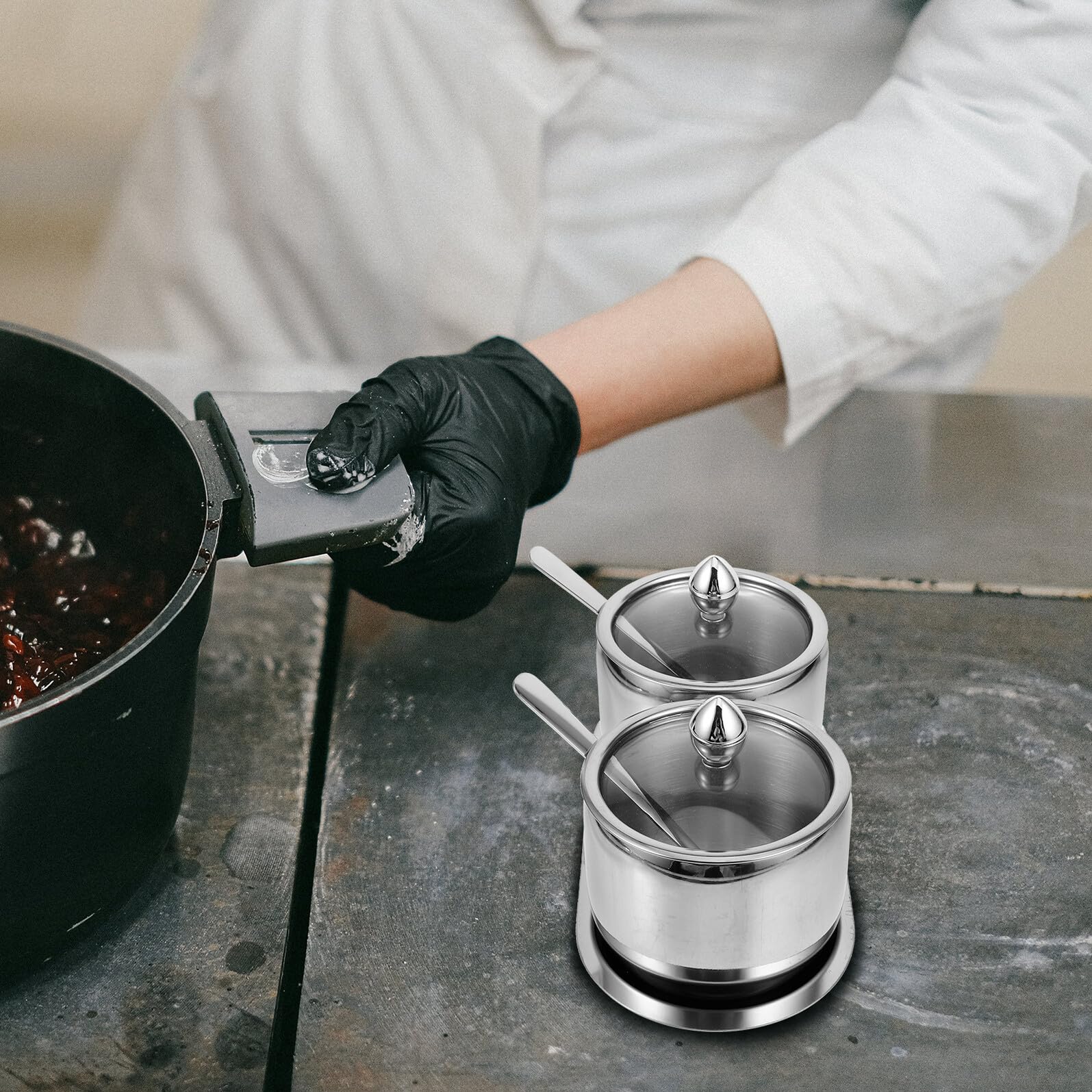 Hohopeti Barattoli per Spezie in Acciaio Inossidabile con Coperchio Trasparente Contenitori per Condimenti da Cucina con Capacità Facili da Pulire e Organizzare per Conservare Spezie