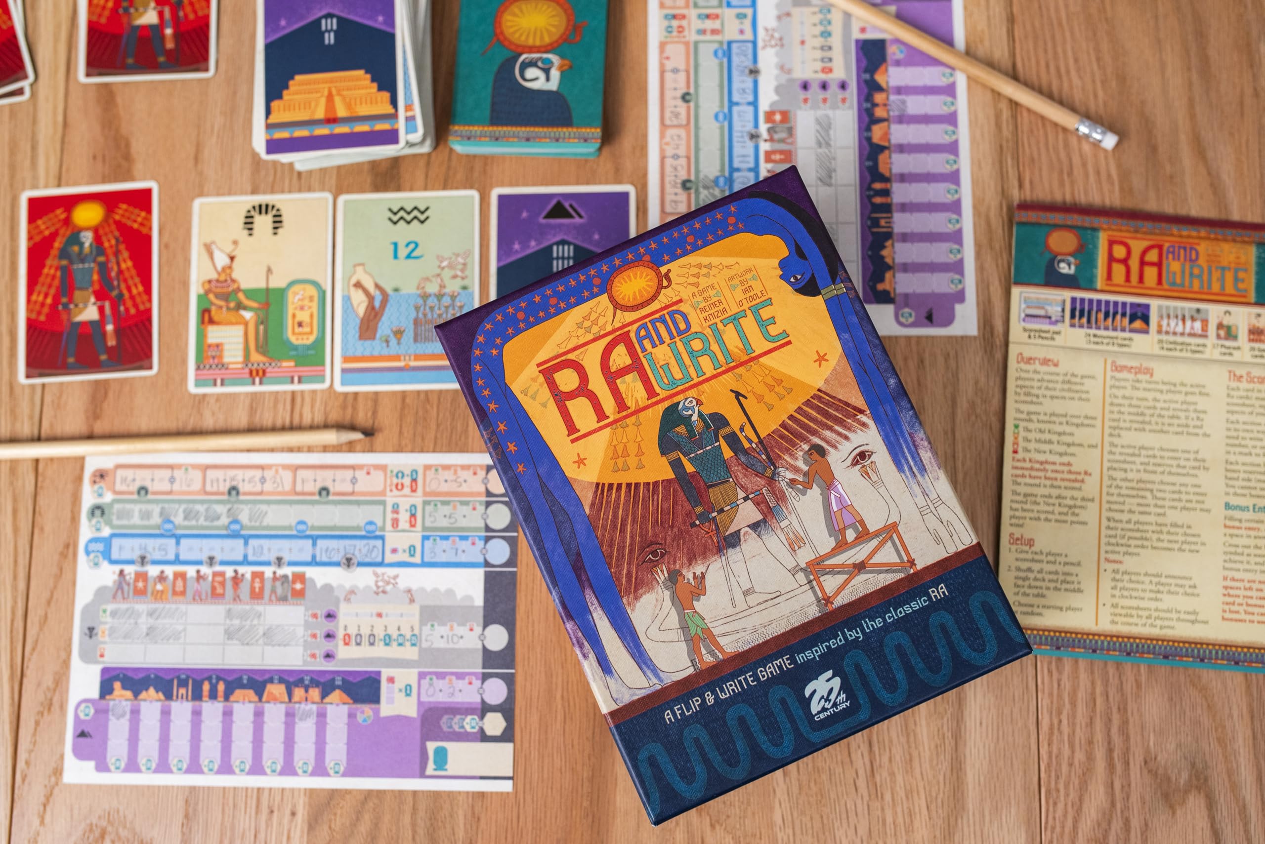 Ra and Write - Jeu de stratégie Flip-and-Write par Reiner Knizia & 25th Century Games | À partir de 12 Ans | 2 à 5 Joueurs | 30 à 45 Minutes