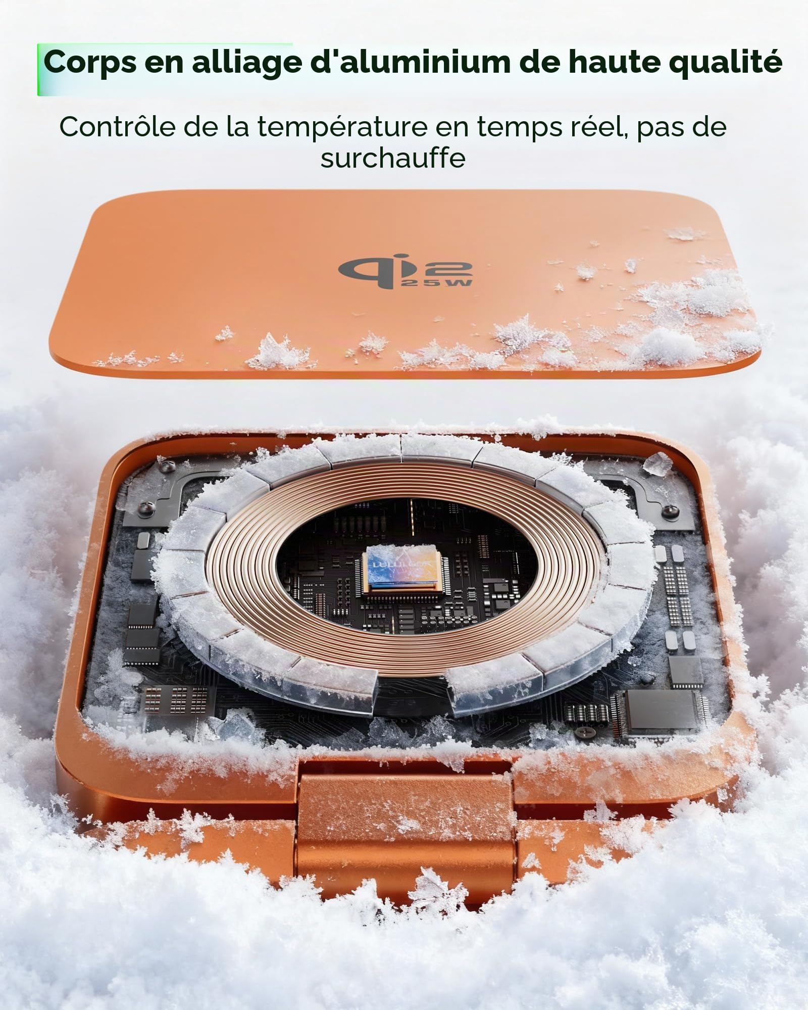 LULULOOK Qi2.2 - Station de Charge 3 en 1 - en Aluminium - MagSafe - avec Charge Rapide de 25 W - Pliable - pour 17 Pro Max/17 Pro/17 Air/17, 5 W - pour Apple Watch 11, AirPods