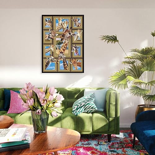Miniatura 7 de Divertidos rompecabezas de jirafa para adultos de 1000 piezas, rompecabezas desafiantes de animales de la naturaleza, lindos rompecabezas de collage
