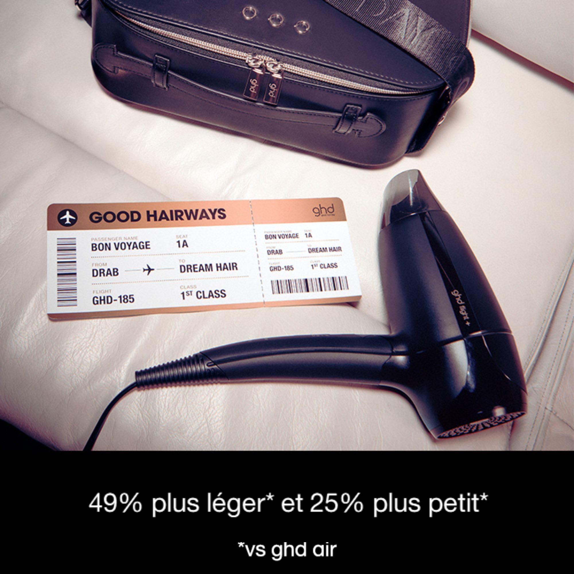 ghd Flight+ Premium składana i przenośna podróżna suszarka do włosów z luksusowym futerałem, podwójne napięcie