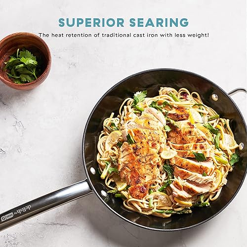 Miniatura 8 de DASH Delish - Sartén ligera de hierro fundido de 8 pulgadas para panqueques, salsas, verduras, pasta y más, color rojo