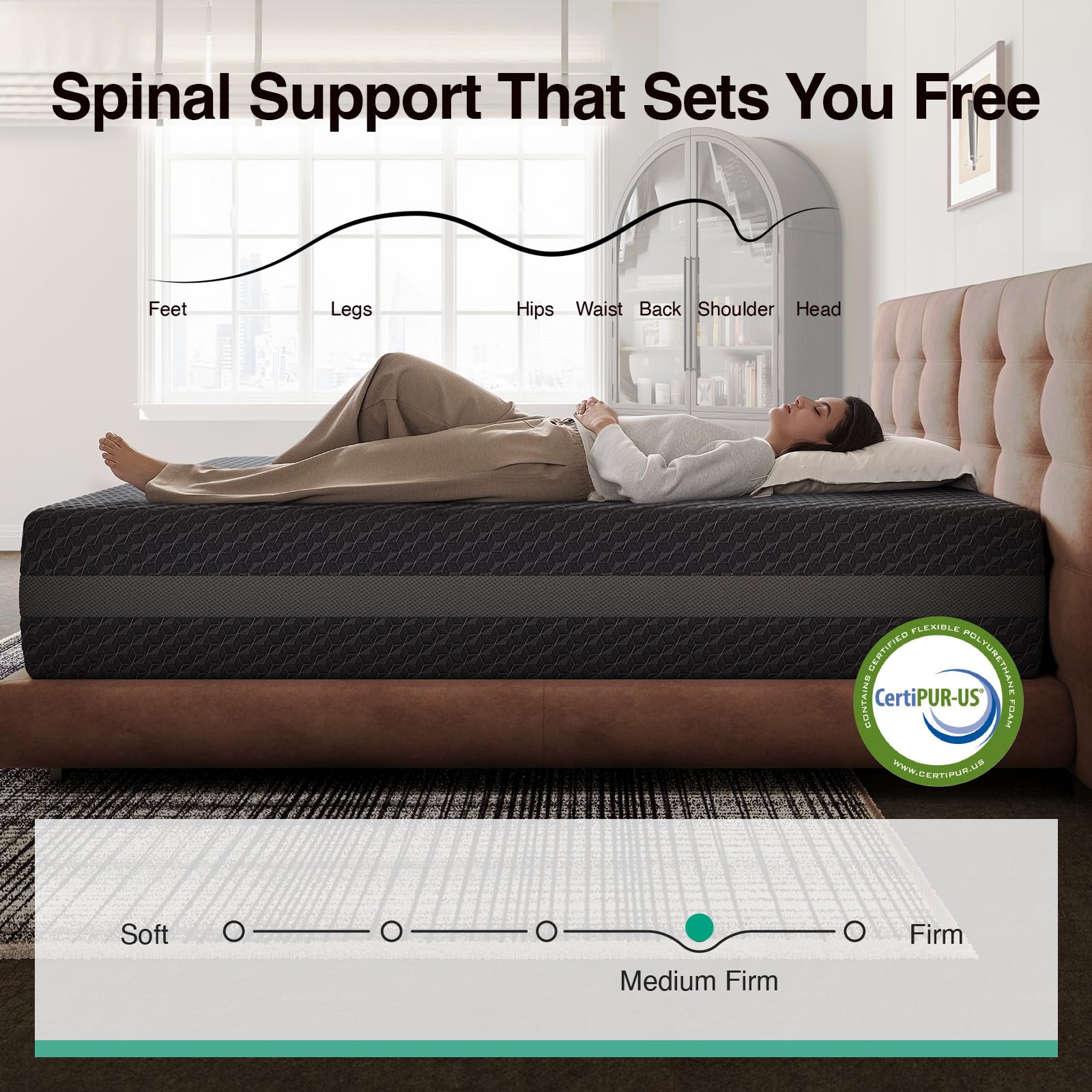 Novilla 6 Inch Full Size Mattress, Gel Memory Foam Full Mattress with Green Tea-Infused Foam for Back Pain Relief & Consistent Full-Body Support, Mattresses in a Box, Medium Firm - 5