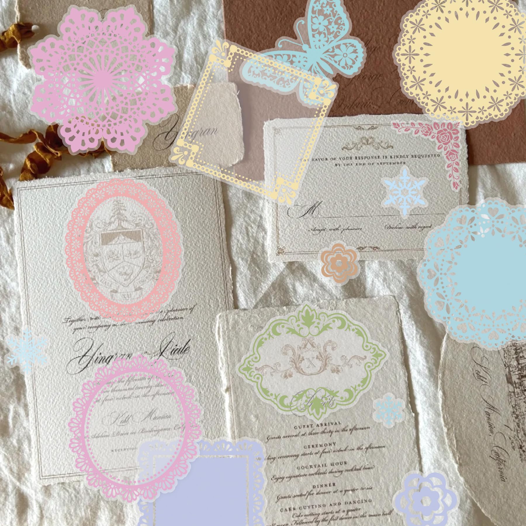 Autocollants en dentelle papillons pour scrapbooking et journal intime, 130 stickers loisirs créatifs