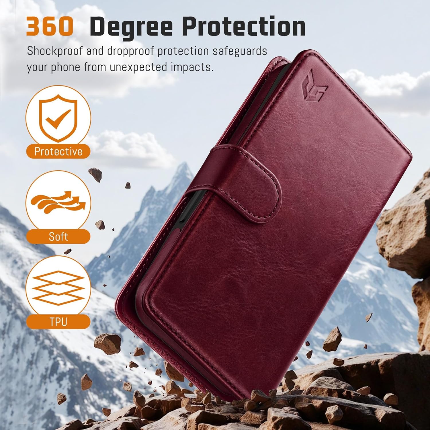 DJBull 2-in-1 Detachable Wallet Case for Samsung Galaxy S26 Ultra RFID Blocking Flip Folio with Card Holder | PU Leather Shockproof Protective Cover Women Men for Samsung S26 Ultra Phone Case Wine Red