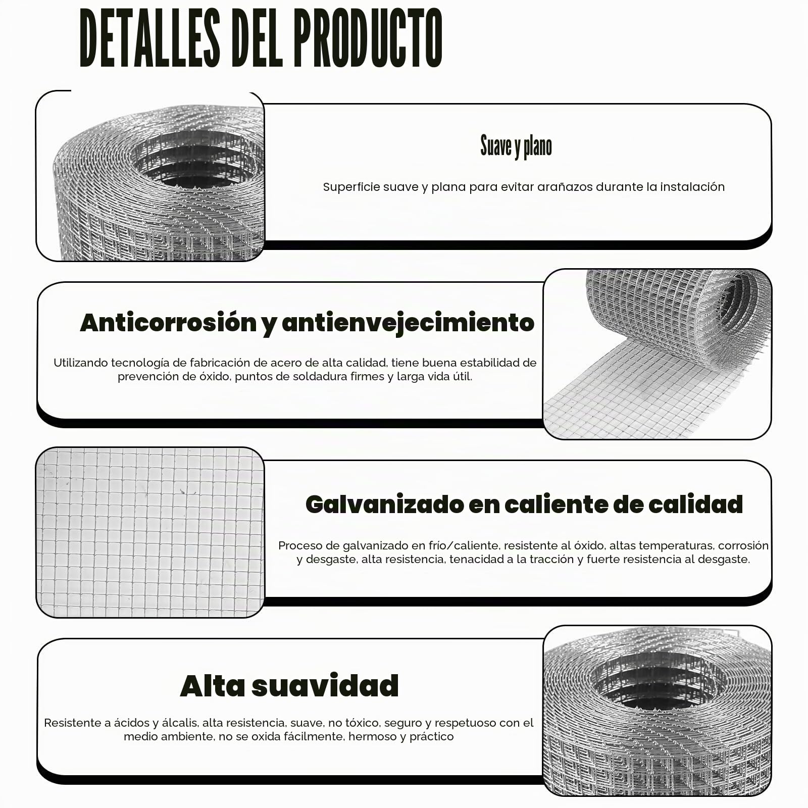 Vaileal Malla de alambre, 10 cm x 6 m, malla de alambre galvanizada en caliente, malla fina, malla de metal para el acceso de protección contra ratas, ardillas y pájaros