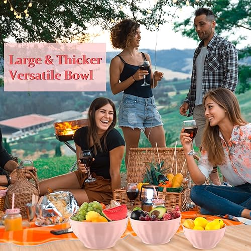 Miniatura 5 de Ziliny Juego de 6 tazones rosados con tapas, aptos para microondas, cuencos de plástico para mezclar con tapas, para cocina, alimentos, hornear,