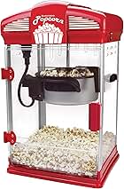 West Bend Stir Crazy Movie Theater Popcorn Popper, Gourmet Popcorn Maker Machine with Nonstick Popcorn Kettle, Measuring Tool and Popcorn Scoop for Popcorn Machine, 4-Qt., Red
