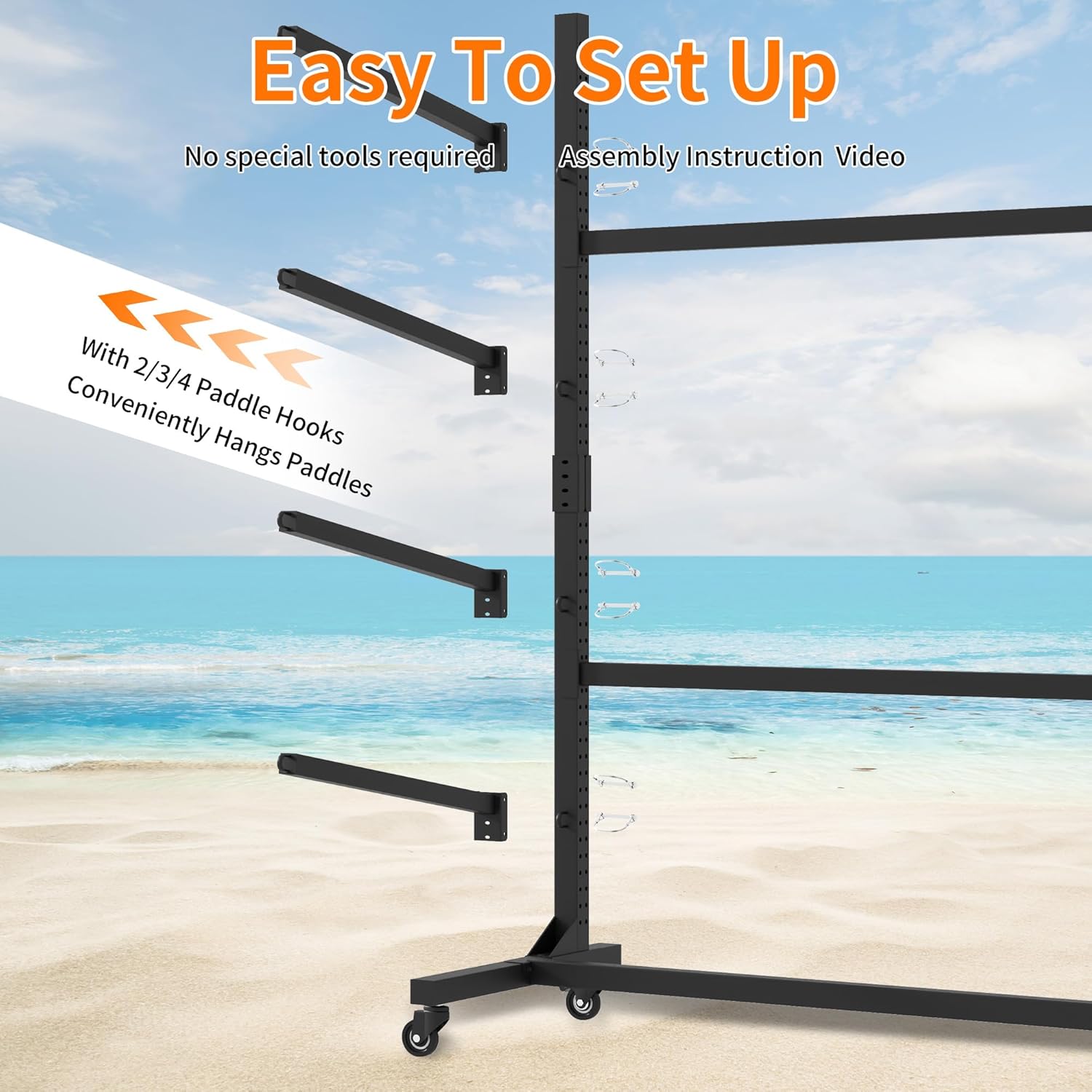 Freestanding Kayak Storage Rack Kayak Equipment Heavy Duty Weatherproof Outdoor Storage Hooks for Kayaks SUP Canoe Paddle Board