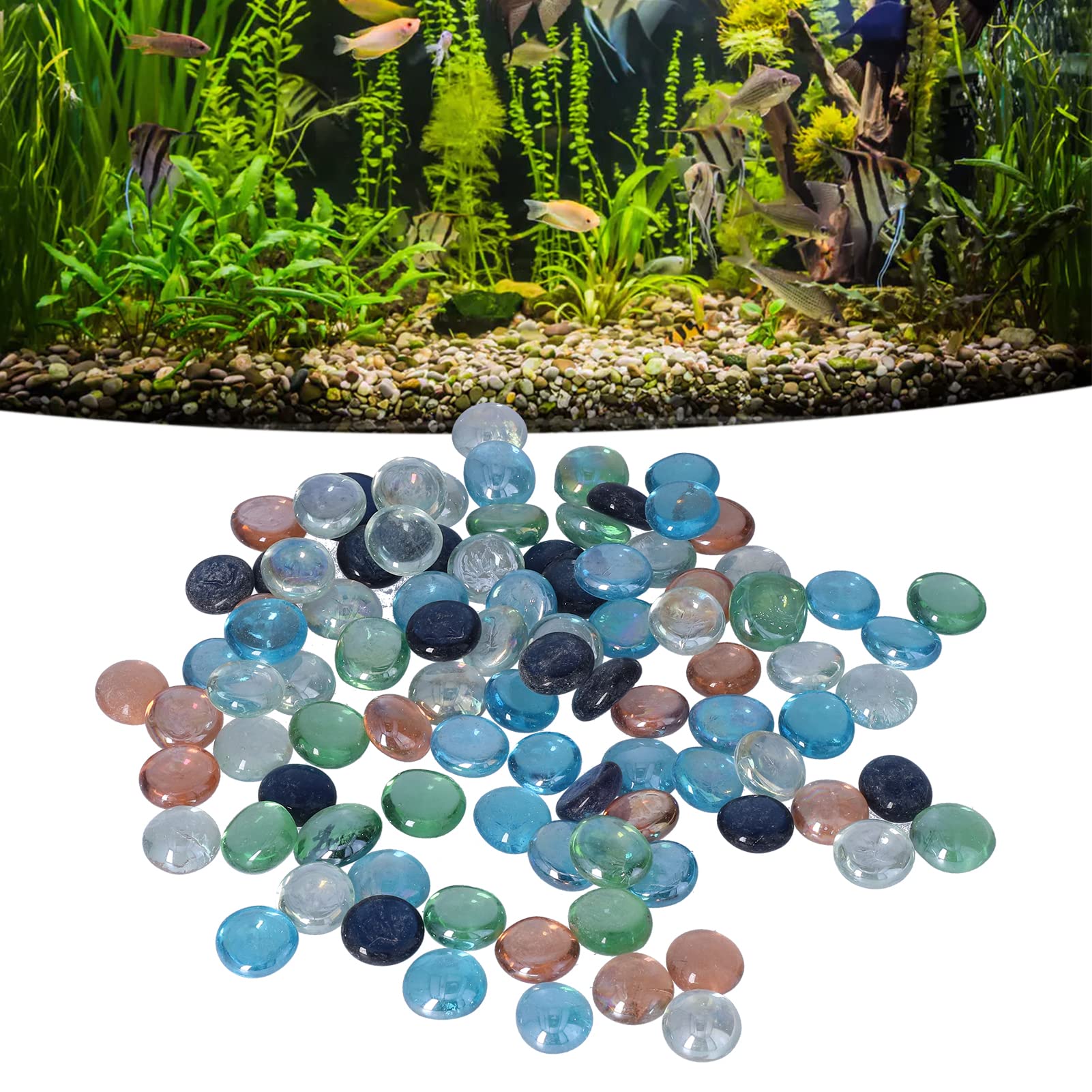 880g Ciottoli Di Vetro Colorati Per Vasi – Biglie Piatte 15-20mm – Per Acquari, Piante, Decorazione Fai Da Te