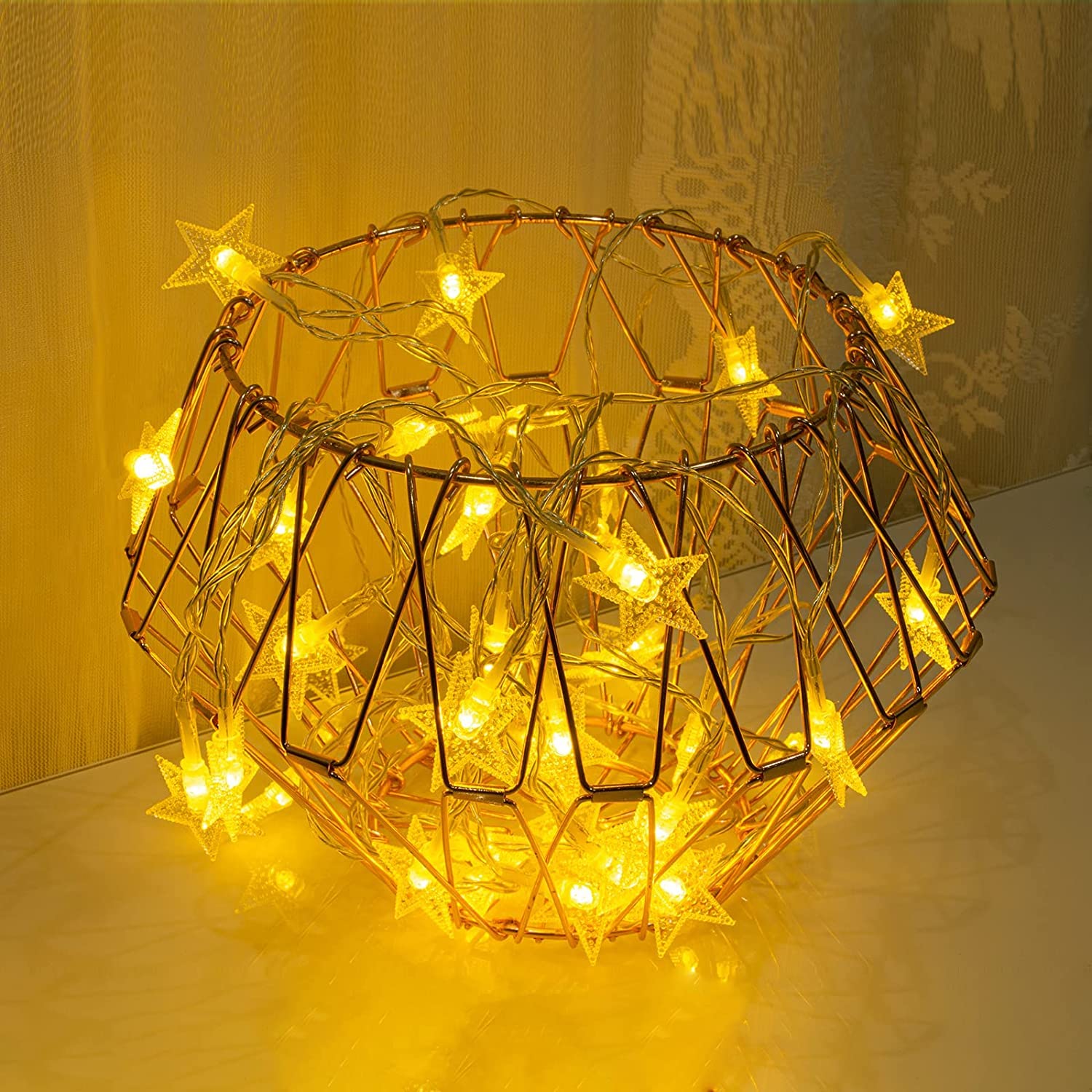 Cadena de luces LED de estrellas, 20 luces LED de hadas de cadena de estrellas de 10 pies, luces de Navidad de hadas, funciona con pilas, luz cálida para interior, exterior, fiesta de bodas,