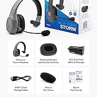 Vista 4 de Blue Tiger Storm Gray - Auriculares Bluetooth Premium para Camioneros - Auriculares Inalámbricos Mono con Cancelación de Ruido y Micrófono - Sonido