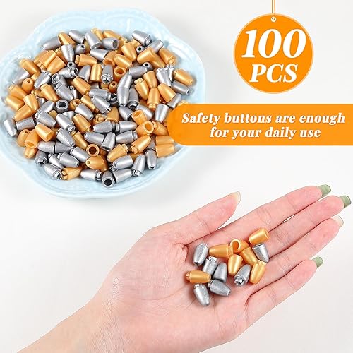 Miniatura 10 de 100 piezas de conectores de barril de cuentas de cierre, cierre de seguridad, cierres de seguridad de plástico para collares, pulseras, joyas (negro)