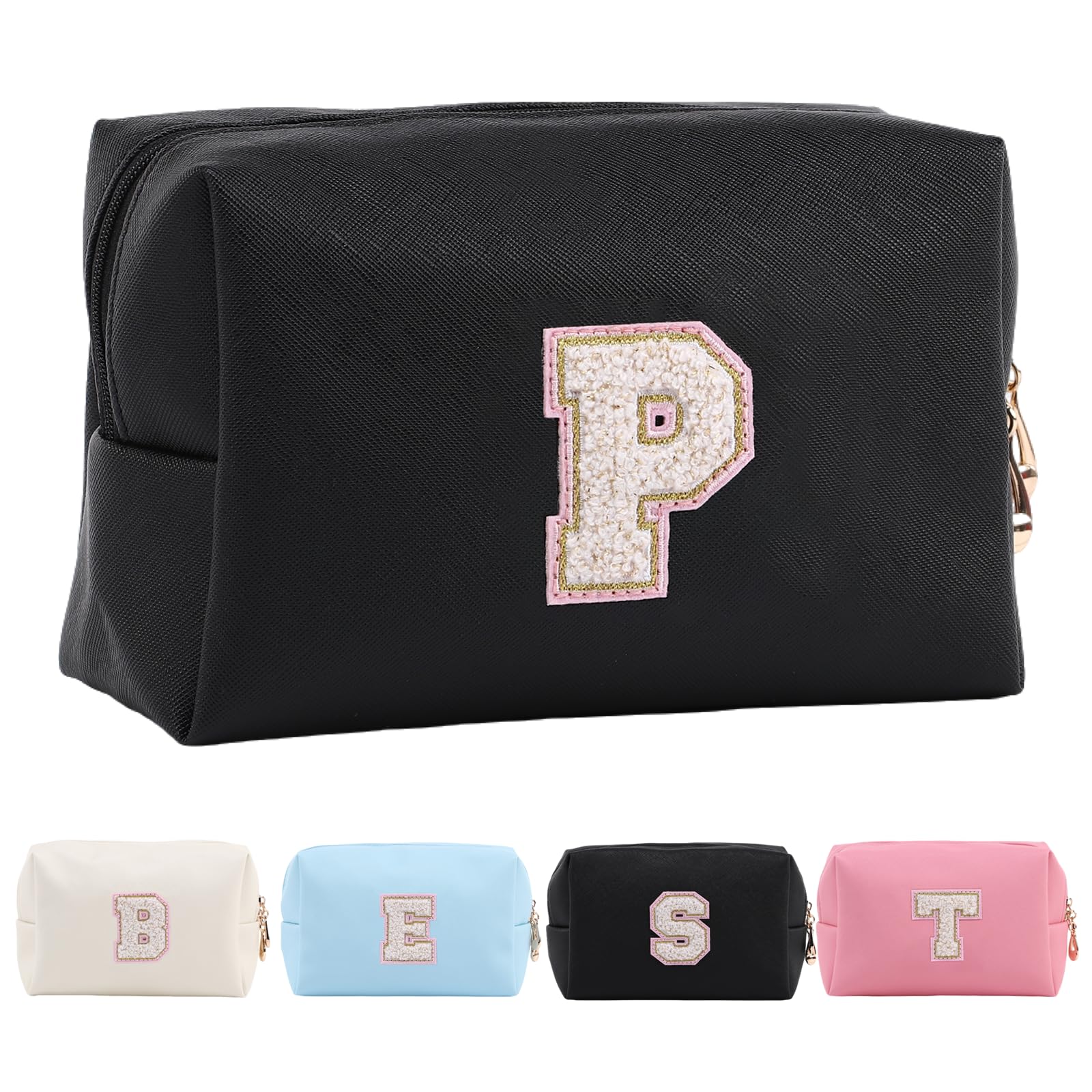 Personalized Makeup Bag,Waterproof Travel Makeup Pouch Cosmetic Bag Birthday Gift for Women Mom，Bride Bridesmaid Cosmetic Bag A-Z — view 70