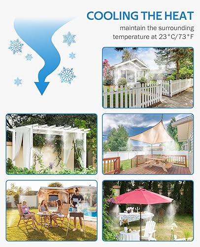 Miniatura 5 de homenote Sistema de refrigeración por nebulización de 75 pies (75.5 ft) + 28 boquillas de niebla de latón + adaptador de latón (34 pulgadas) para