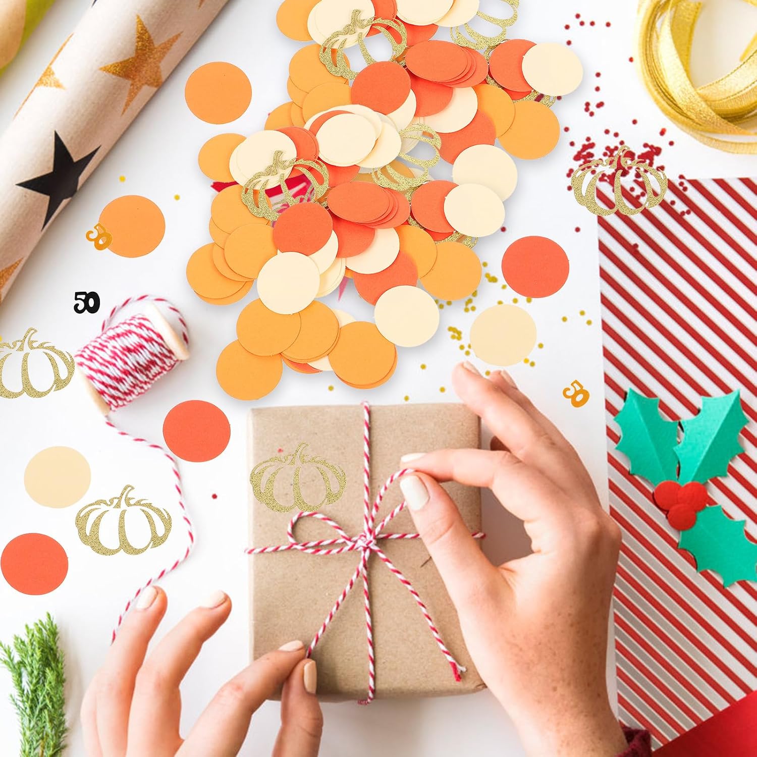 Thanksgiving Pumpkin Confetti 100pcs Bag Paper Party Accessory for Tables image 4