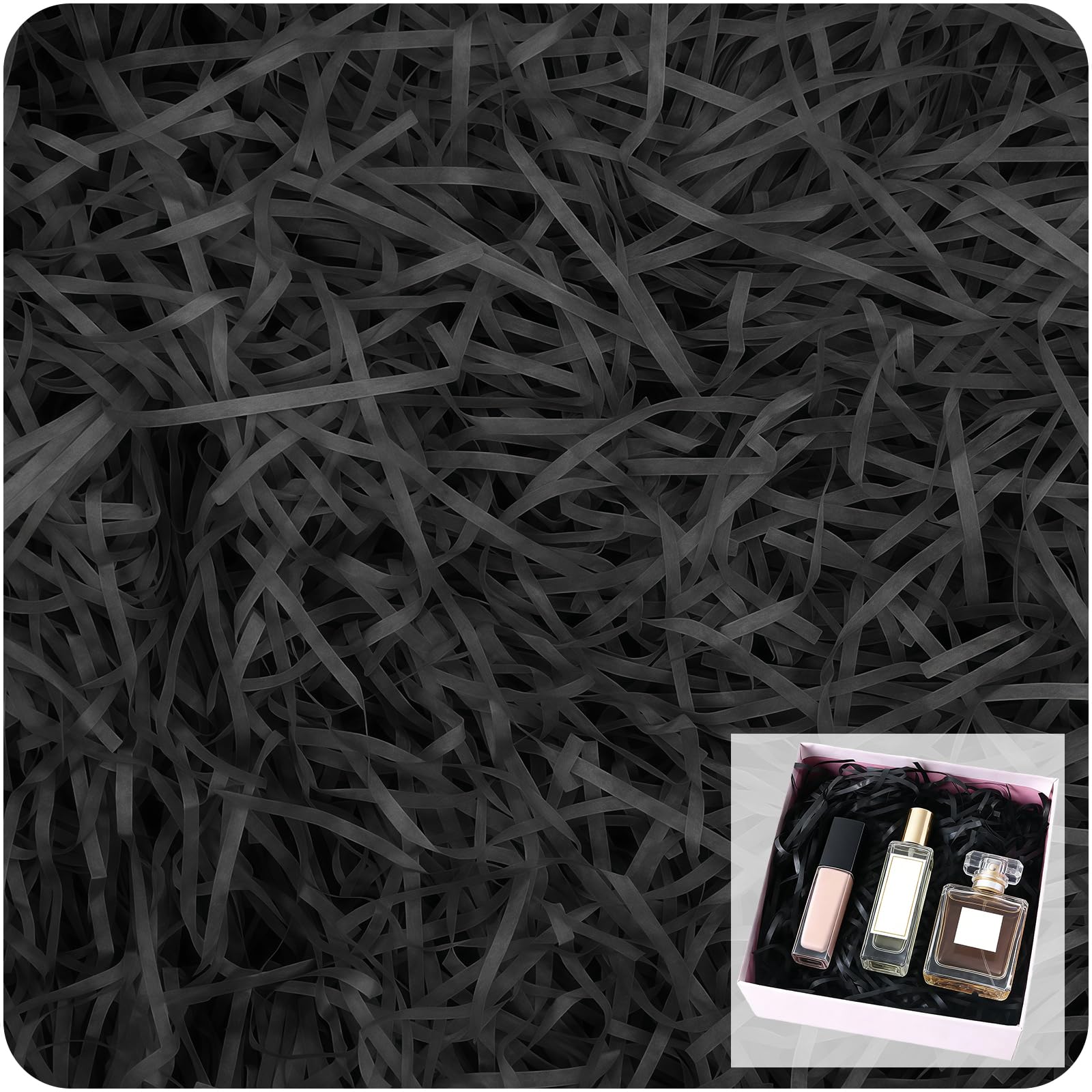 RONGZUBAT RAFFIA 200g Black Shredded Tissue Paper for Gift Boxes, Hampers, Baskets; Ideal for Birthdays, Christmas, Easter, Valentine's Day, Anniversaries