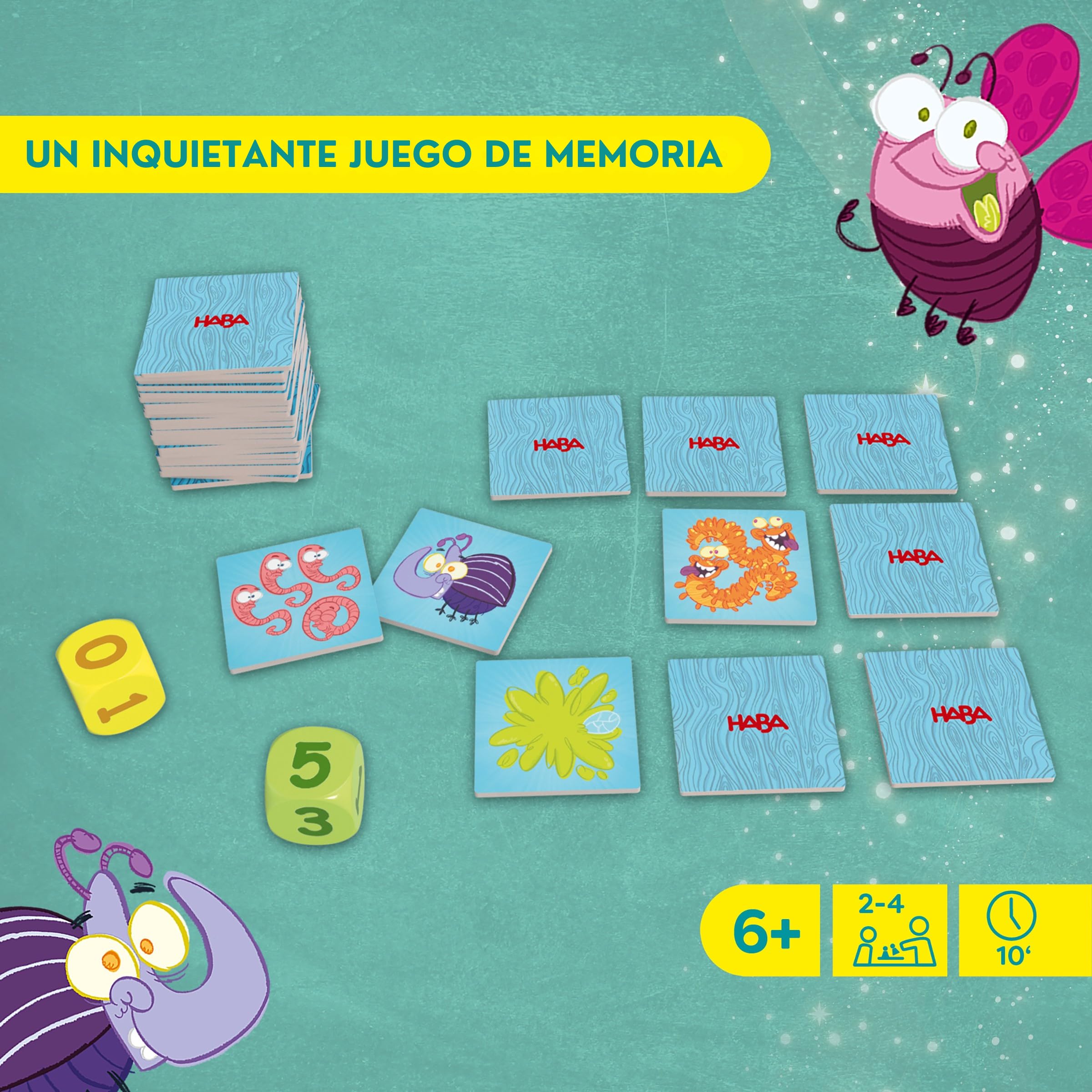HABA 2013336004 - Bichos, Juego Infantil de Mesa de Memoria y cálculo Mental (Sumas hasta 10). Más 6 años