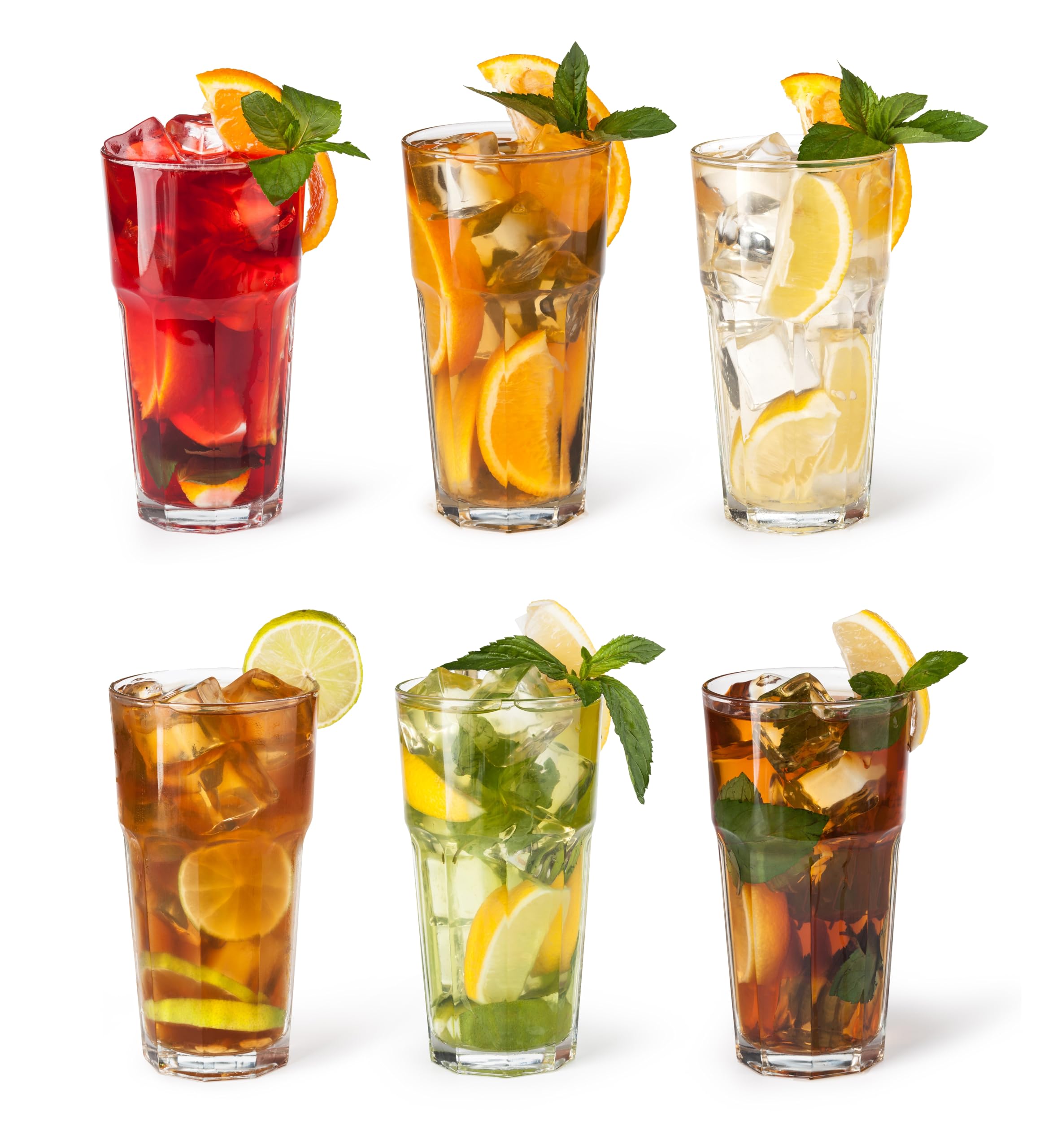 Topkapi 250.996 Longdrink uniwersalne szklanki do picia – 6 sztuk białych i przezroczystych szklanek XL (36 cl) do koktajli, drinków, mojito, soków, wody, wysokość ~ 12 cm