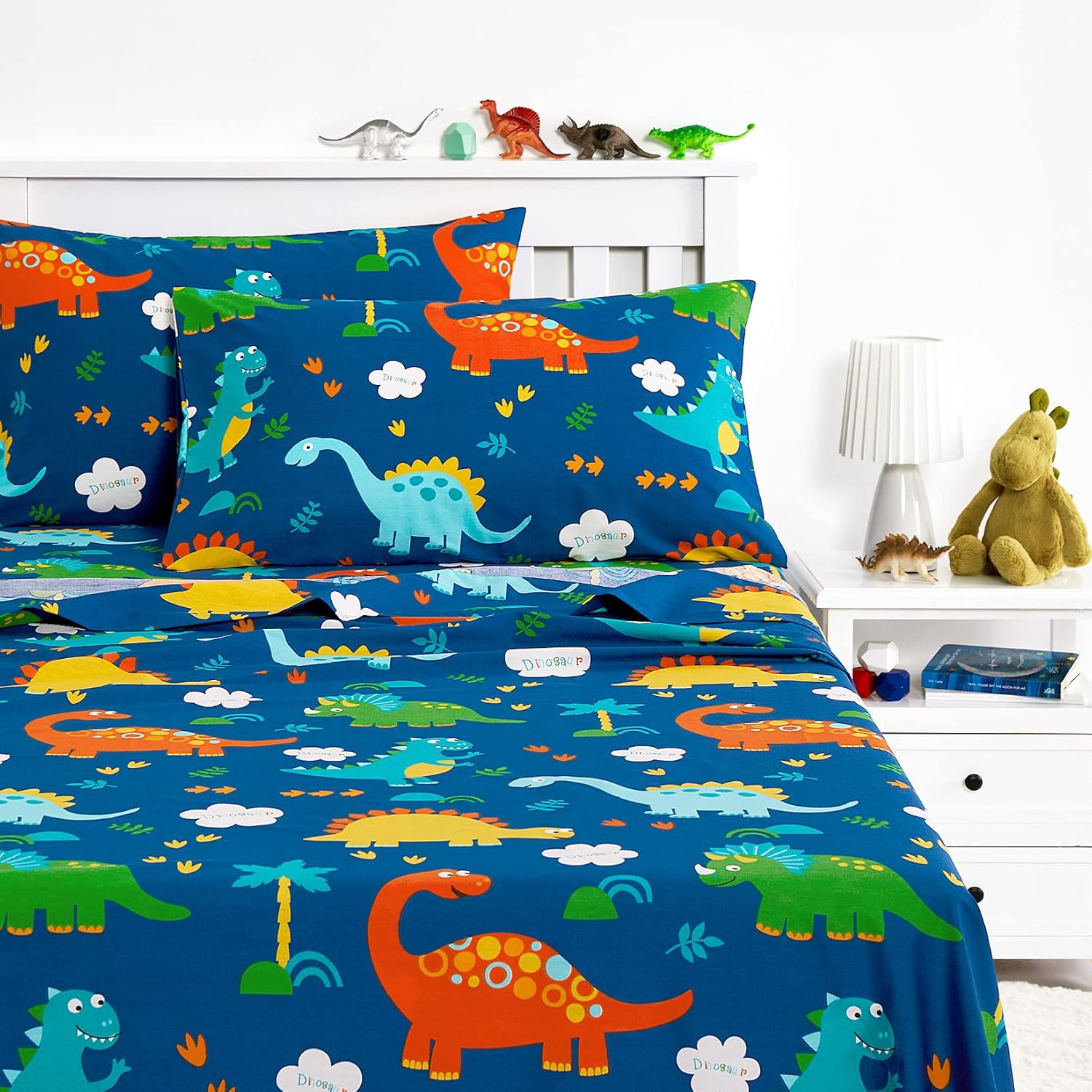Wake In Cloud Dinosaur Bed Sheets for Boys, 100 Cotton