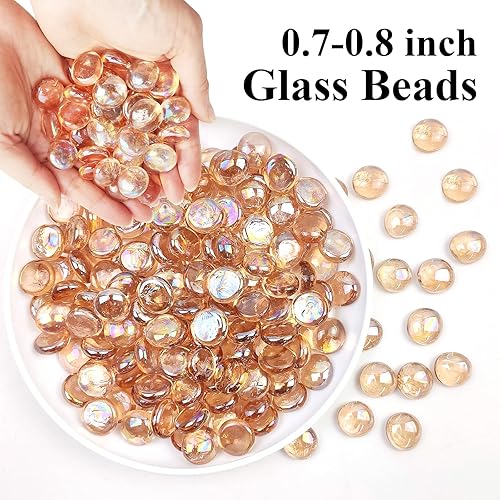 Miniatura 10 de Canicas de vidrio plano de 1 libra para jarrón, 100 piezas de guijarros de vidrio de color azul mezclado. Rocas de vidrio para rellenos de jarrones,