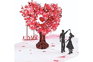 Pop Up Anniversary Cards, 3D Greeting Card, Love Tree Hearts Couple Valentine's Day Cards