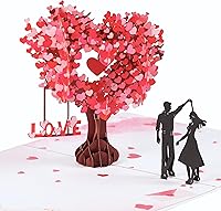 Sistimon 3D Pop Up Love Tree Anniversary Card - Romantic Hearts Couple Wedding Gift for Wife Husband, Handmade 6x8 Inch