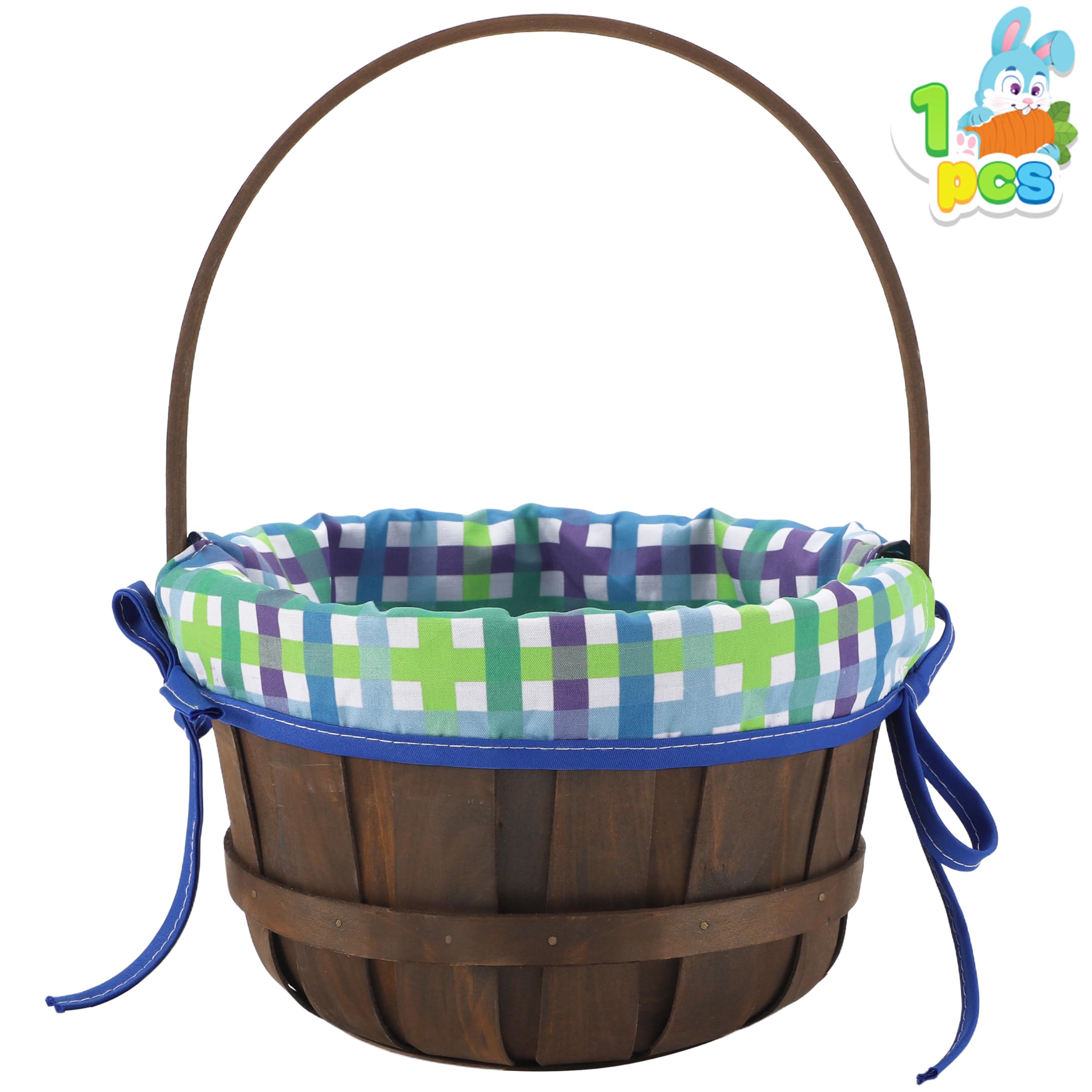 JOYIN Geflochtener Osterkorb mit Futter, brauner Eierkorb aus Holz mit Griff für Picknick, Kinderpartyzubehör, Ostereiersuche, Aufbewahrung, Dekoration, Füllung mit Süßigkeiten