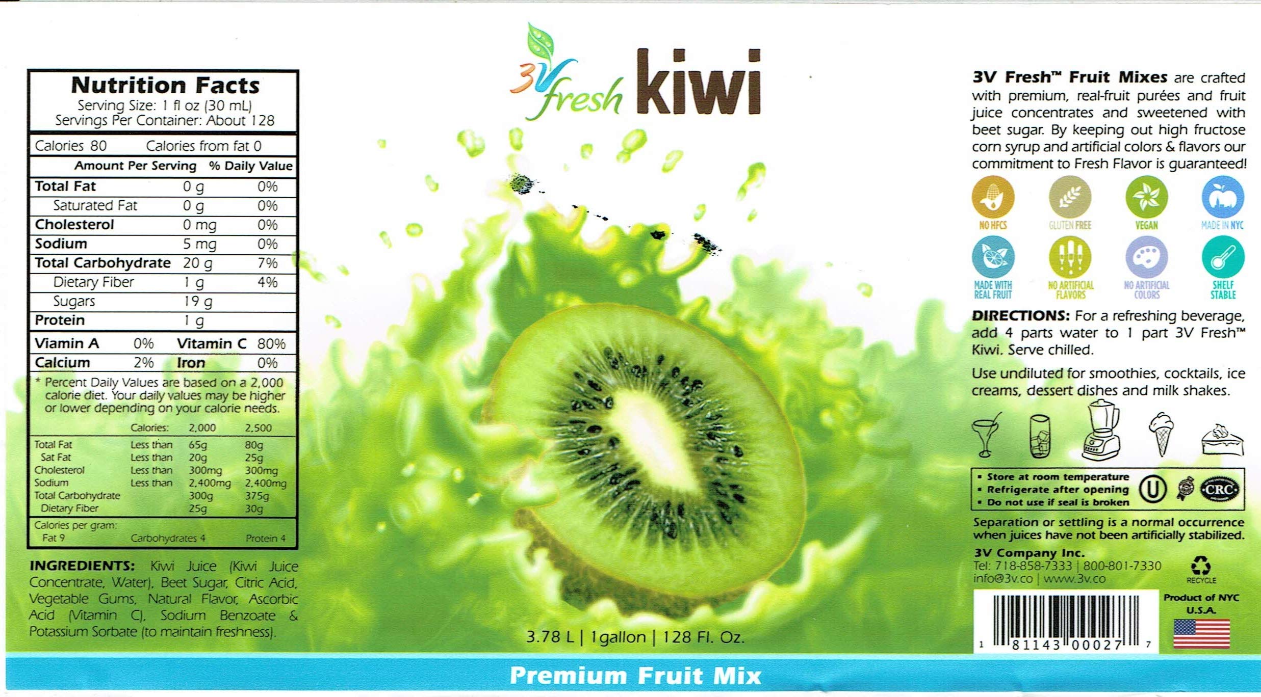 Amazon.com : 3V FreshTM Kiwi Smoothie Mix (1 Gallon) : Grocery