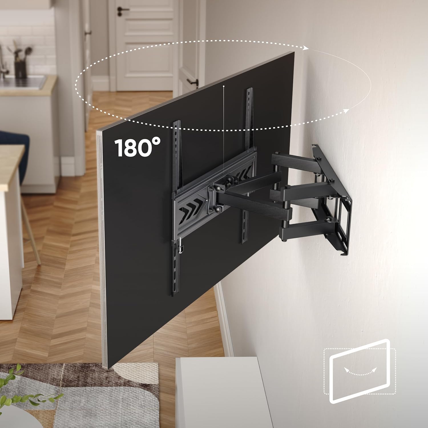 Full Motion TV Wall Mount for 32-65 Inch TVs up to 99 lbs, Articulating TV Mount Swivel and Tilt, Extendable Dual Arm, max VESA 400x400, Universal Television Bracket, 8"/16" Wood Studs Black