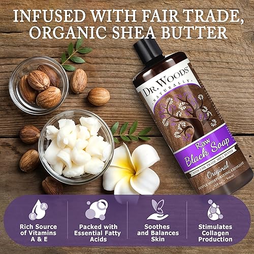 Miniatura 5 de Dr Woods Raw Black Hidratante líquido Castilla Jabón orgánico con manteca de karité 32onza 32 onza Negro