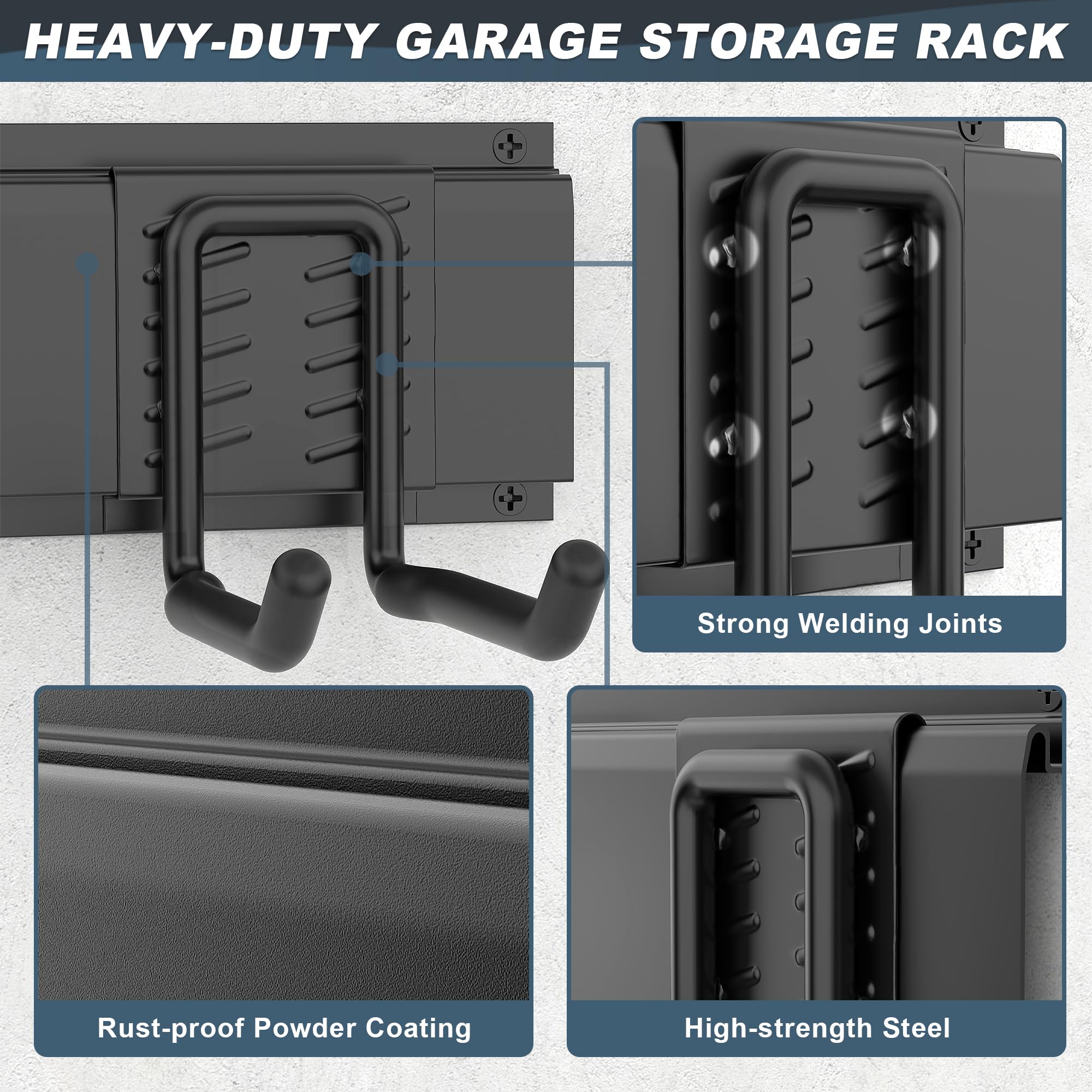 Ultrawall Garage Storage Organization, Garden Tool Organizer Garage Organizer Wall Mount Yard Tool Organizer Rack With 15 Hooks Heavy Duty Wall Holders 22 Pcs - View #8