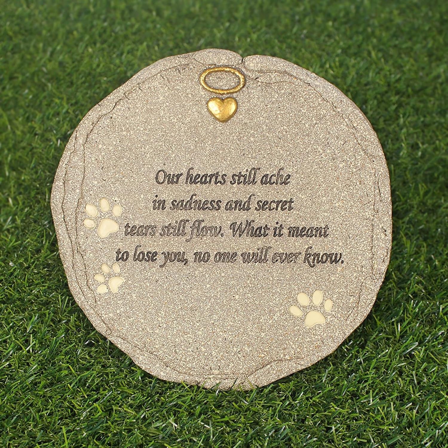 Pet Memorial Stone - Paw Print Plaque - Outdoor Memorial Plaques -Dog Pet Remembrance Tribute Bereavement Ornament