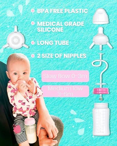Miniatura 7 de Skywin Portabotellas de 8 onzas para bebé (rosa) - Paquete de 2 biberones con pajilla, anti cólicos, para una alimentación cómoda
